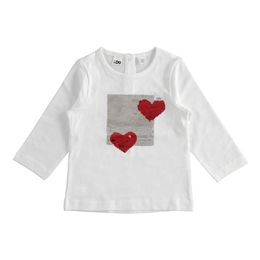100% cotton crewneck T-shirt with reversible sequin hearts