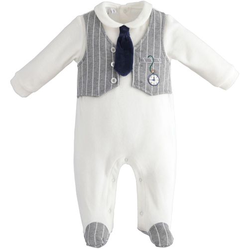 Fake waistcoat and tie chenille boy's jumpsuit