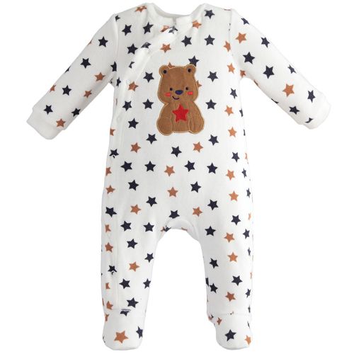 Stars and teddy bear chenille boy's jumpsuit