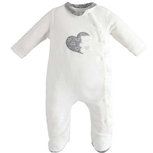 Heart and teddy bear embroidery jumpsuit