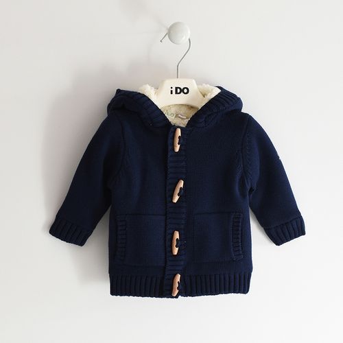 Cardigan in tricot 100% cotone con cappuccio per bambino