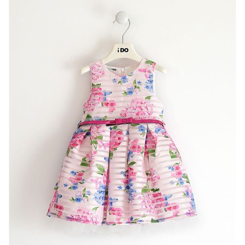 Elegant baby girl dress in floral patterned chiffon - 44314