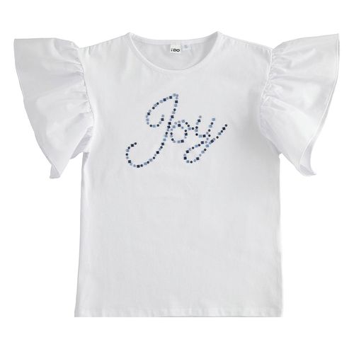 T-shirt bambina in jersey con pietre gioiello - 44491