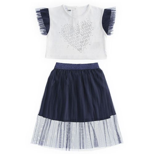 T-shirt outfit with rhinestones and pleated tulle skirt - 44270