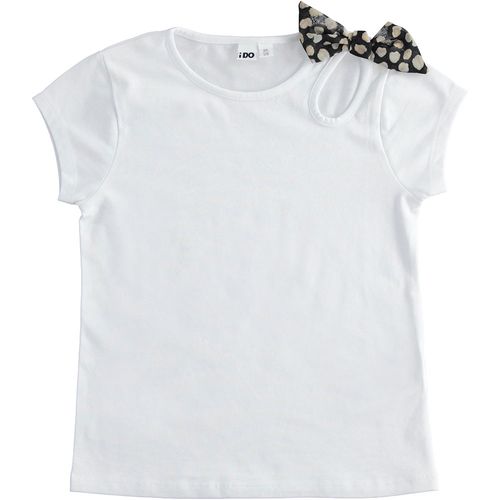 Girl's stretch jersey T-shirt with chiffon bow - 44507