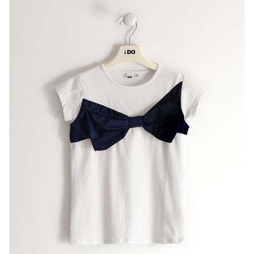 Little girl short sleeve t-shirt with taffeta bow - 44492