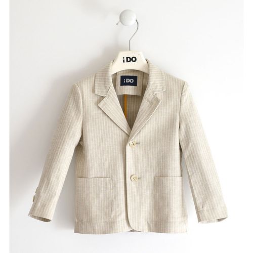 Baby jacket in linen and viscose with striped pattern -44252