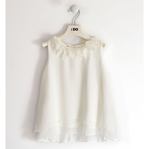 Little girl shirt in chiffon with organza flowers - 44480