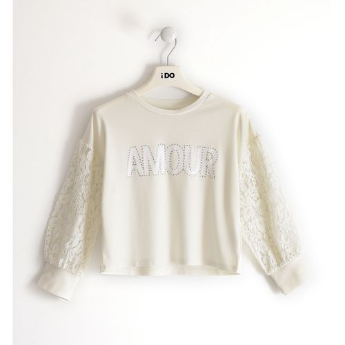 Little girl sweatshirt with lace sleeves - 44490