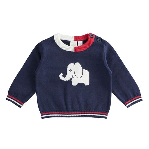 Maglia neonato con elefantino in tricot in cotone - 44059