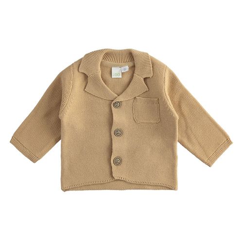 Cardigan neonato in tricot in cotone con taschino - 44057