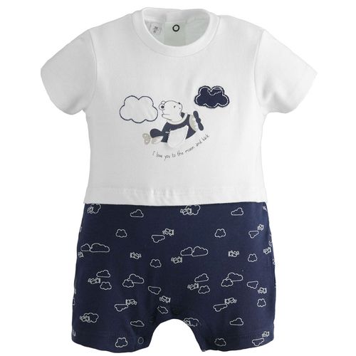 Pagliaccetto neonato con orso e nuvole in cotone - 44076