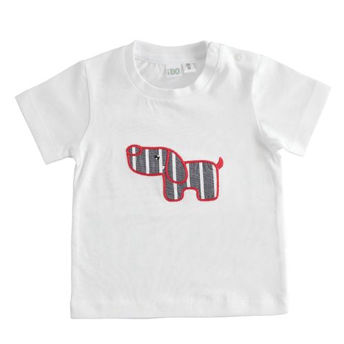 Newborn cotton T-shirt with dog embroidery - 44105