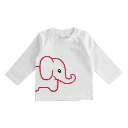 Maglietta neonato girocollo con elefantino in cotone - 44080