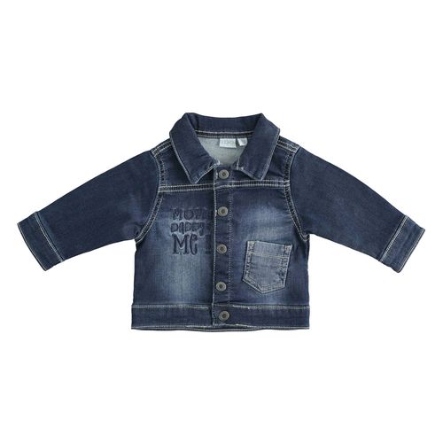 Baby boy jacket in stretch denim with embroidery - 44088
