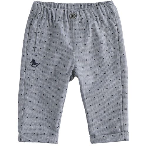 Elegant long trousers for newborn baby with micro polka dots - 44090