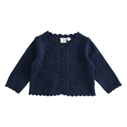Cardigan neonata con cuori in tricot in cotone - 44152
