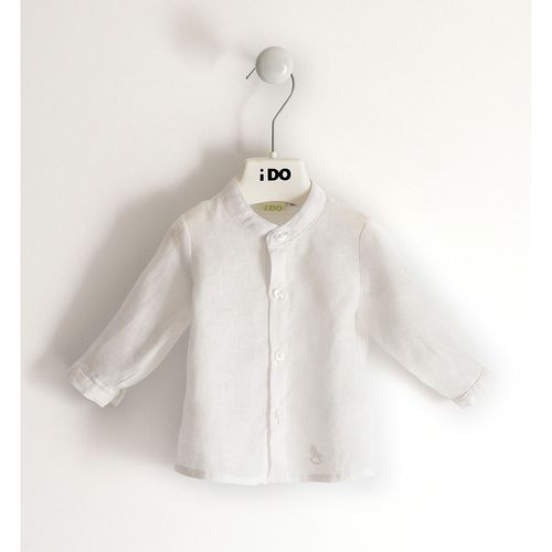 Camicia neonato collo alla coreana in lino - 44101