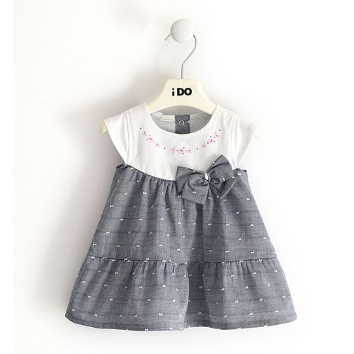Two-tone dress for baby girl with bow - 44144