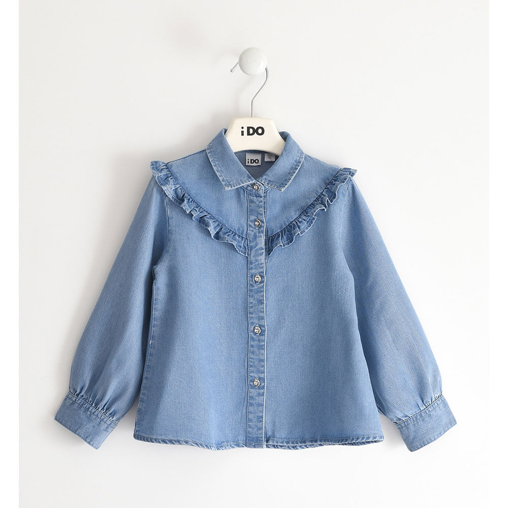 Camicia jeans bambina con ruches - 44309 - Store iDO