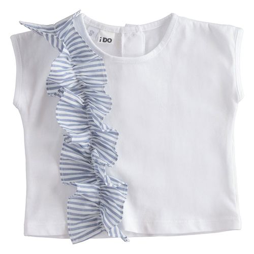 T-shirt bambina in in cotone in tessuto a righe - 44742