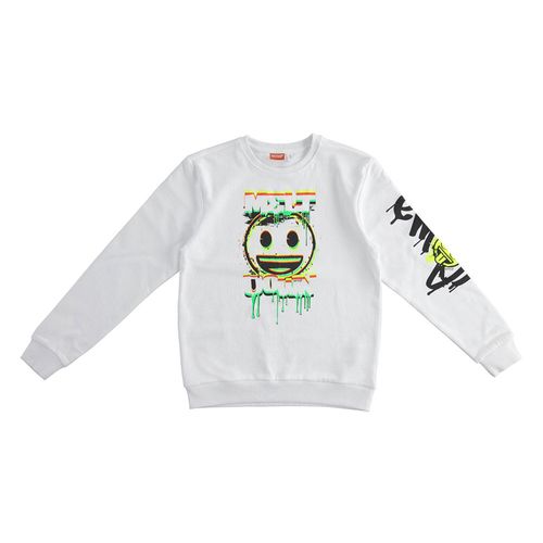 Crewneck sweatshirt for boys Emoji print with fluo details - 44403
