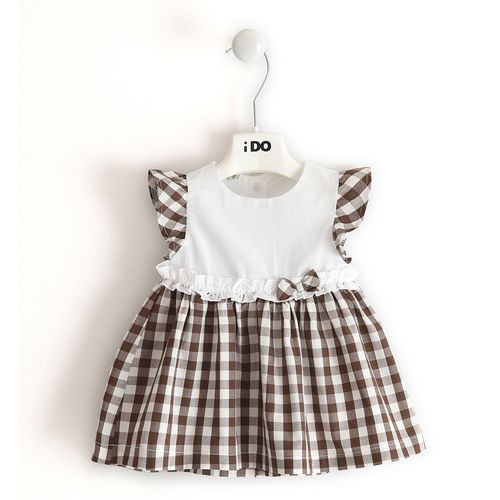 Newborn cotton dress with check skirt - 44635