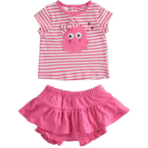 Cotton baby girl outfit with octopus - 44649