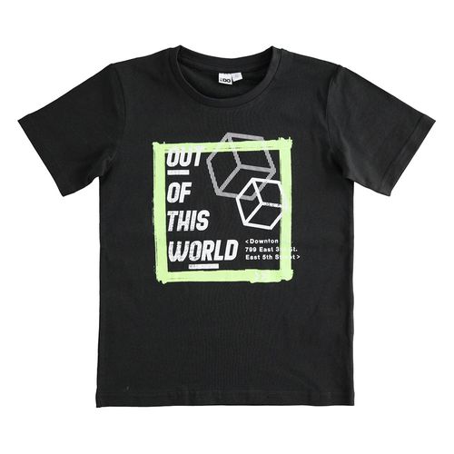 Children's cotton T-shirt with fluorescent print - 44812