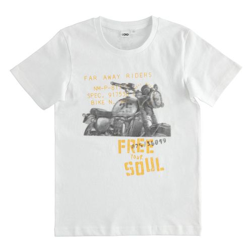 T-shirt bambino in in cotone con stampa moto - 44805