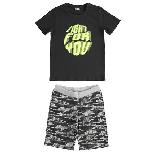 iDO t-shirt with three-dimensional print and short camouflage trousers set - 44842