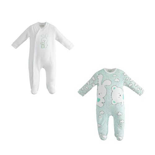 Very comfortable kit of two stretch jersey onesies with feet - 44173
