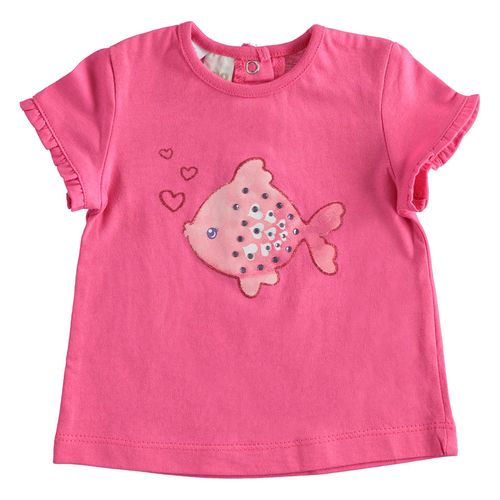 T-shirt neonata in in cotone con pesciolino - 44634