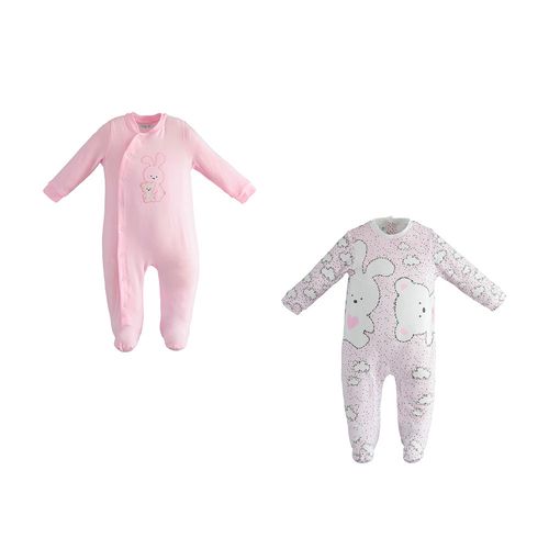 Very comfortable kit of two stretch jersey onesies with feet - 44173