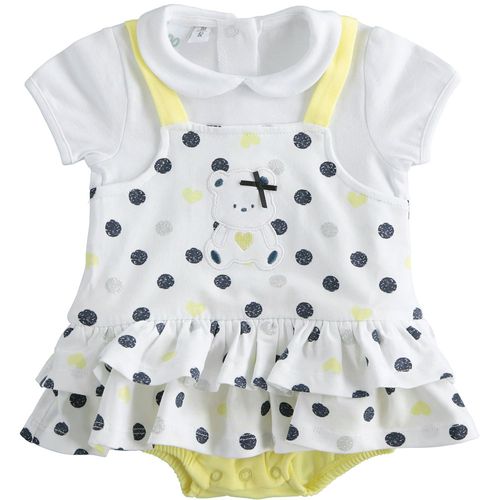 Baby girl romper with fake polka dot dungarees - 44128