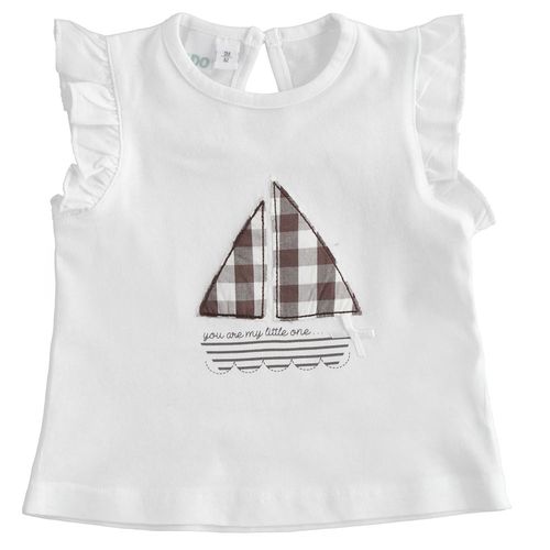 T-shirt neonata in cotone con barca - 44631