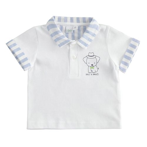 Newborn cotton polo shirt with striped collar - 44601