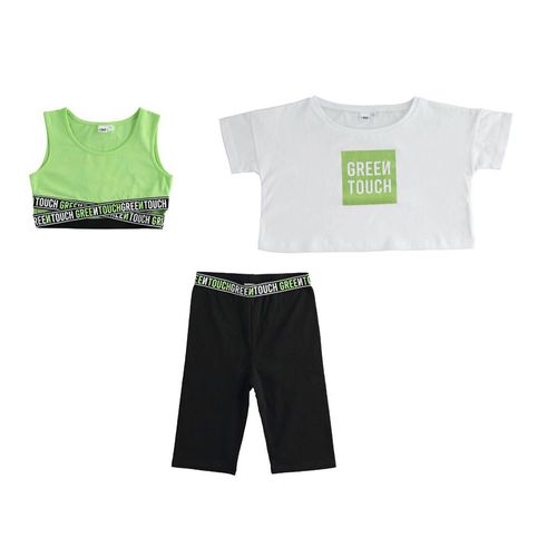 Green Touch three-piece t-shirt, tank top and leggings set - 44857