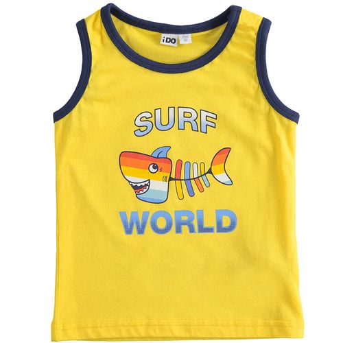 100% cotton tank top for boys with colourful shark print - 44689