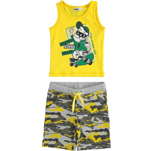 iDO skate theme tank top and camouflage short trousers combination - 44714
