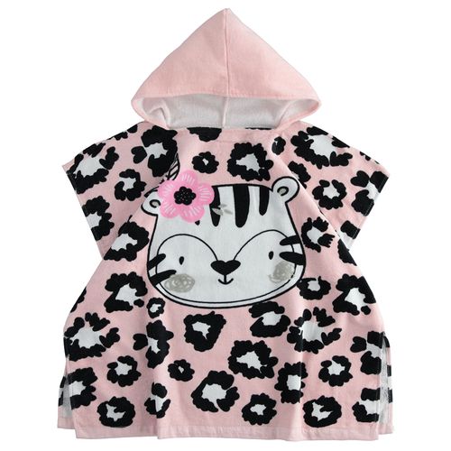 100% cotton poncho bathrobe with animal print pattern - 44977