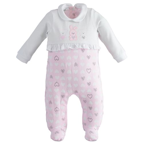 Baby onesie with feet with teddy bears and bunny - 44119
