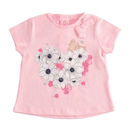 100% cotton T-shirt for baby girl with heart of flowers - 44161
