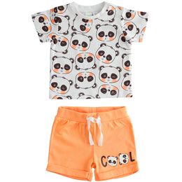 100% cotton T-shirt with panda and shorts set - 44621